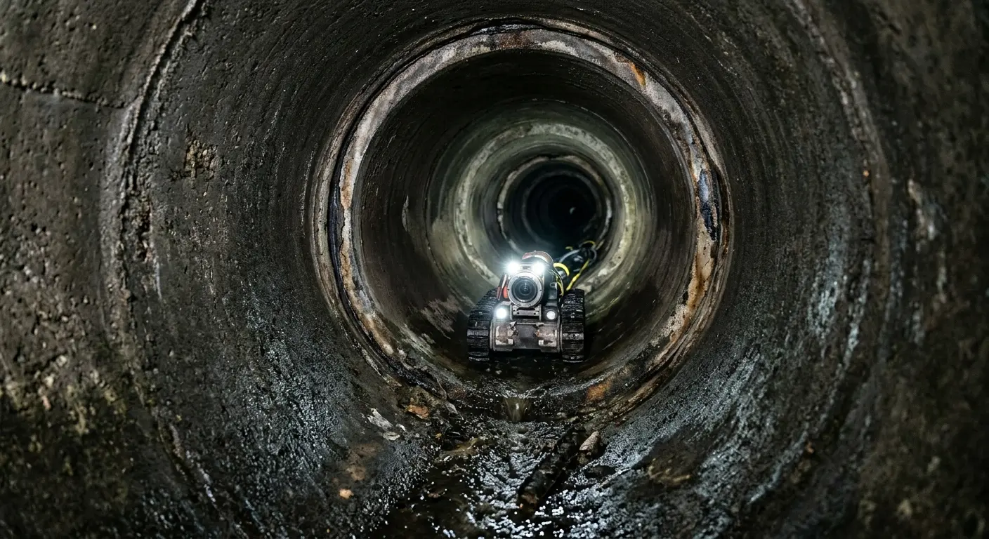 Robotic sewer camera inspecting pipe interior for Drain Snake Service in Florham Park